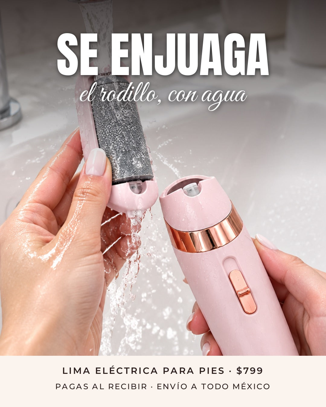 El rodillo se enjuaga con agua