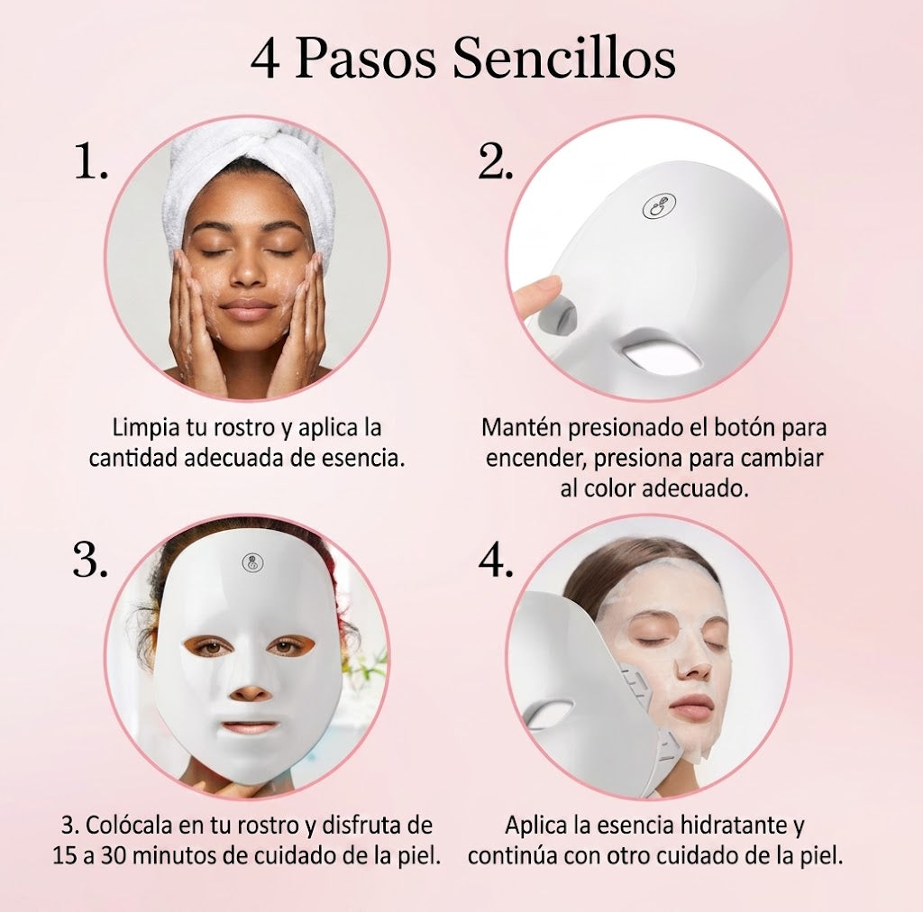 Mascarilla LED Facial 7 Colores — Tu Momento de 15 Minutos | Lumine